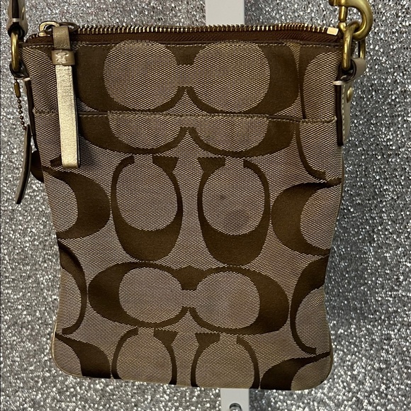 Coach Brown and Tan Signature Crossbody Bag - Picture 5 of 8